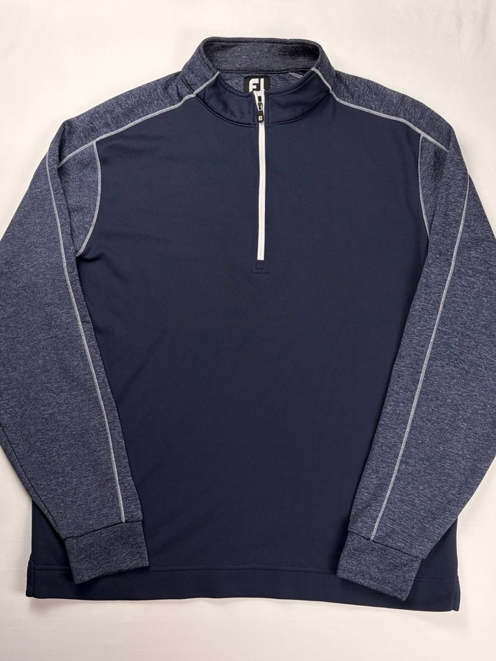 FootJoy Navy and Heathered Navy Quarter-Zip Golf Pullover
